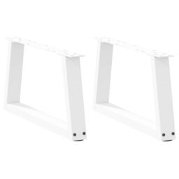 Berkfield Home Dining Table Legs V-Shape 2 pcs White 50x(30-31.3) cm Steel