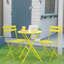 Harbour Housewares 2 Seater Sussex Bistro Set Round in Yellow - thumbnail 6