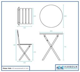 Harbour Housewares 2 Seater Sussex Bistro Set Round in Yellow - thumbnail 5