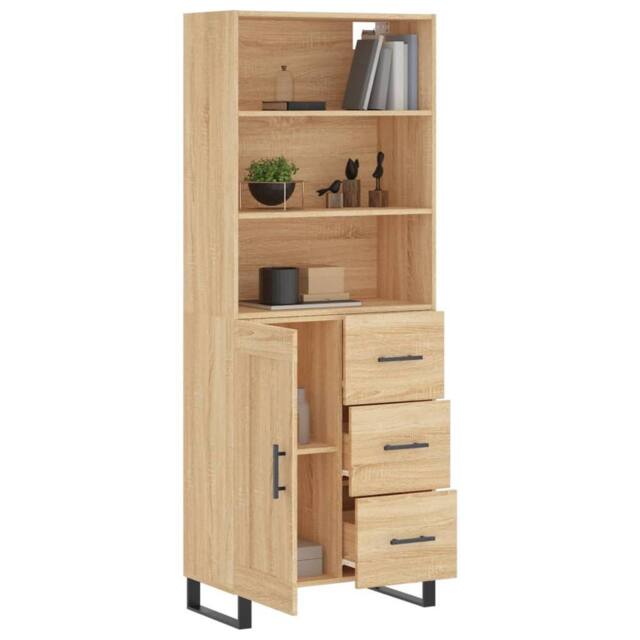 Berkfield Home Highboard Sonoma Oak 69.5x34x180 cm Engineered Wood in Light Brown - image 1