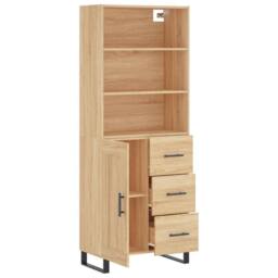 Berkfield Home Highboard Sonoma Oak 69.5x34x180 cm Engineered Wood in Light Brown - thumbnail 4