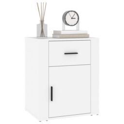 Berkfield Home Bedside Cabinet White 50x36x60 cm Engineered Wood - Size: 50 x 36 x 60 cm - thumbnail 4