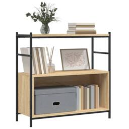 Berkfield Home Decorative Bookshelf Sonoma Oak 80x30x78.5 cm Engineered Wood & Iron in Light Oak - thumbnail 1