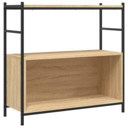 Berkfield Home Decorative Bookshelf Sonoma Oak 80x30x78.5 cm Engineered Wood & Iron in Light Oak - thumbnail 3