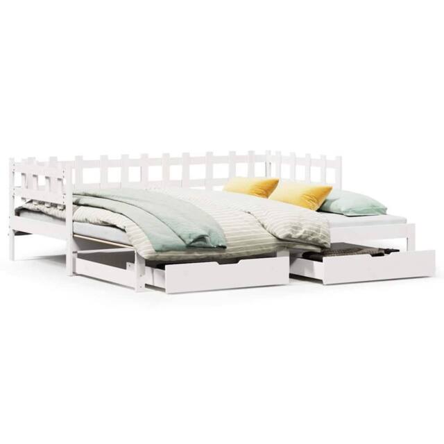 Berkfield Home Daybed with Trundle & Drawers Frame White 90x190 cm Single - image 1