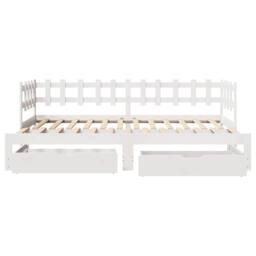 Berkfield Home Daybed with Trundle & Drawers Frame White 90x190 cm Single - thumbnail 4