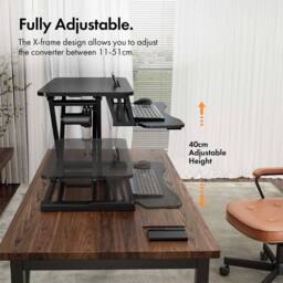 NESTLUNE Electric Standing Desk Converter, Height Adjustable in Black - Size: 100 cm x 15 cm - thumbnail 3