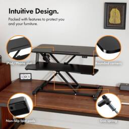 NESTLUNE Electric Standing Desk Converter, Height Adjustable in Black - Size: 100 cm x 15 cm - thumbnail 6