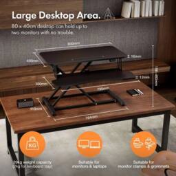 NESTLUNE Electric Standing Desk Converter, Height Adjustable in Black - Size: 100 cm x 15 cm - thumbnail 2