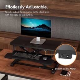 NESTLUNE Electric Standing Desk Converter, Height Adjustable in Black - Size: 100 cm x 15 cm - thumbnail 4