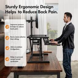 NESTLUNE Electric Standing Desk Converter, Height Adjustable in Black - Size: 100 cm x 15 cm - thumbnail 5