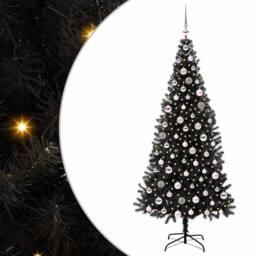 Berkfield Home Christmas Tree with 300 LEDs with Stand Black 210 cm PVC - thumbnail 2