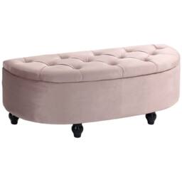 Wyld Haus Rafili Velvet Pink Semi Circle Storage Bench with Tufted Seat - thumbnail 2
