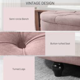 Wyld Haus Rafili Velvet Pink Semi Circle Storage Bench with Tufted Seat - thumbnail 7