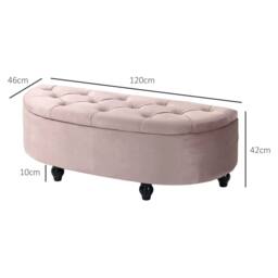 Wyld Haus Rafili Velvet Pink Semi Circle Storage Bench with Tufted Seat - thumbnail 4
