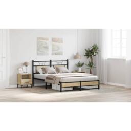 Berkfield Home Decorative Bed Frame Frame Sonoma Oak 150x200 cm King Size Wood in Light Oak - thumbnail 5