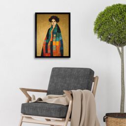 "Artery8 Wall Art Print Gustav Klimt Inspired Female Portrait Woman Art Framed in Black - Size: W12"" x H16""" - thumbnail 2