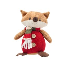 The Christmas Gift Co. Set of 2 Fabric Sitting Foxes Decoration in Brown - thumbnail 2