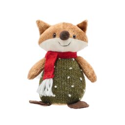 The Christmas Gift Co. Set of 2 Fabric Sitting Foxes Decoration in Brown - thumbnail 3