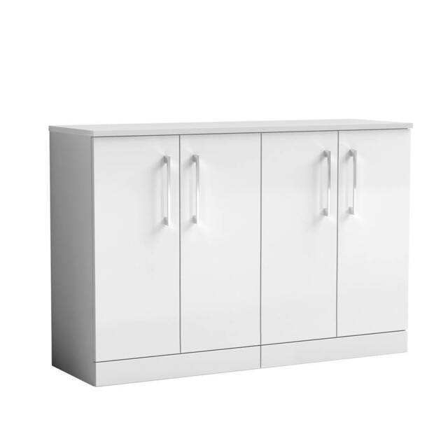 Balterley Level 1200mm Floor Standing 4 Door Vanity Unit & Worktop - Gloss White - image 1