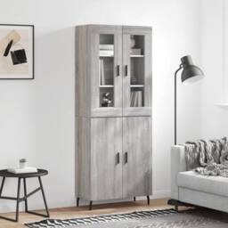 Berkfield Home Highboard Grey Sonoma 69.5x34x180 cm Engineered Wood - thumbnail 2