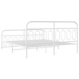 Berkfield Home Metal Bed Frame without Mattress with Footboard White 183x213cm - Size: 183x213 cm - thumbnail 6