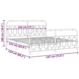 Berkfield Home Metal Bed Frame without Mattress with Footboard White 183x213cm - Size: 183x213 cm - thumbnail 8