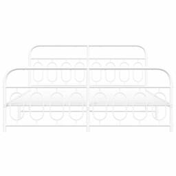 Berkfield Home Metal Bed Frame without Mattress with Footboard White 183x213cm - Size: 183x213 cm - thumbnail 4