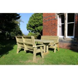 Churnet Valley Garden Furniture Ltd Ergo 2 Bench Dining Set - Min. Assembly Required - Set of Cushions Inc in Brown - thumbnail 4