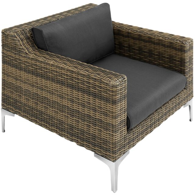 tectake Villanova Modular Rattan Set: Aluminum Armchair in Dark Grey - Size: 1 Seater - image 1
