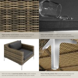 tectake Villanova Modular Rattan Set: Aluminum Armchair in Dark Grey - Size: 1 Seater - thumbnail 5
