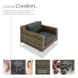 tectake Villanova Modular Rattan Set: Aluminum Armchair in Dark Grey - Size: 1 Seater - thumbnail 3
