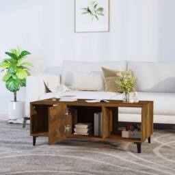 Berkfield Home Sturdy Coffee Table Smoked Oak 102x50x40 cm Engineered Wood in Brown - Size: 102 x 50 x 40 cm - thumbnail 1