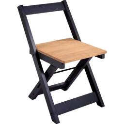 FORGEVIO Set of 2 Navy Blue Waxed Pine Folding Dining Chairs Space Saving - thumbnail 3