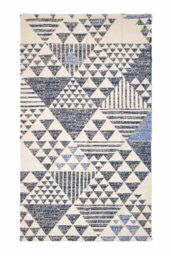 Homescapes Delphi Geometric Style 100% Cotton Printed Rug in Blue - Size: 120 cm x 170 cm - thumbnail 2
