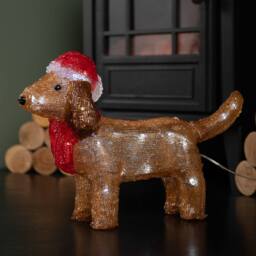 Samuel Alexander 25cm Light up Christmas Ice Dachshund with 30 White LEDs in Brown - thumbnail 4