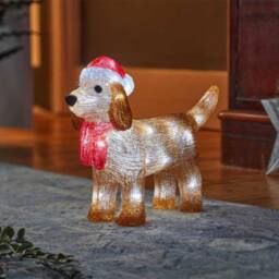 Samuel Alexander 25cm Light up Christmas Ice Dachshund with 30 White LEDs in Brown - thumbnail 2