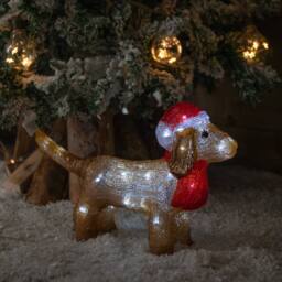 Samuel Alexander 25cm Light up Christmas Ice Dachshund with 30 White LEDs in Brown - thumbnail 3