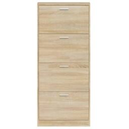 Berkfield Home Shoe Cabinet Oak 59x17x150 cm Engineered Wood in Light Tan - Size: 59 x 17 x 150 cm - thumbnail 6