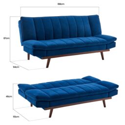 Bravich LTD Mondaine Sofa Bed Click Clack Double in Navy - Size: 3 Seater - thumbnail 3