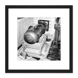 Artery8 USA Atomic Bomb Little Boy Before Hiroshima 1945 8X8 Inch Square Wooden Framed Wall Art Print Picture with Mount in Black - thumbnail 1
