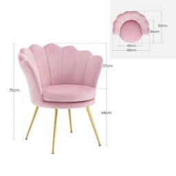 SPETLEK Velvet Living Room Armchair Dressing Table Chair Pink - Size: 0.6m2 - thumbnail 3