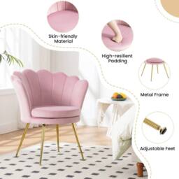 SPETLEK Velvet Living Room Armchair Dressing Table Chair Pink - Size: 0.6m2 - thumbnail 5