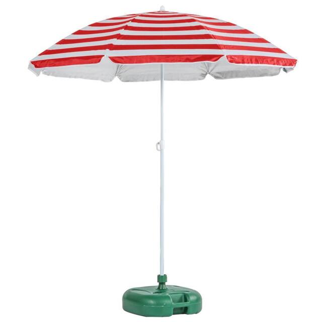 Harbour Housewares Metal Beach Parasol with Green Base 1.8m in Red - image 1