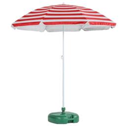 Harbour Housewares Metal Beach Parasol with Green Base 1.8m in Red - thumbnail 1
