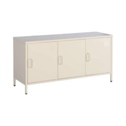 sweeek Industrial metal TV stand with 3 doors 120cm in Cream - thumbnail 2
