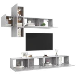 Berkfield Home 7 Piece TV Cabinet Set Concrete Grey Engineered Wood - thumbnail 3