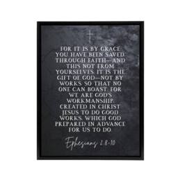 "Artery8 Ephesians 2 8 10 Saved by Faith Bible Quote Framed Canvas Wall Art Print in Grey - Size: W12"" x H16""" - thumbnail 1