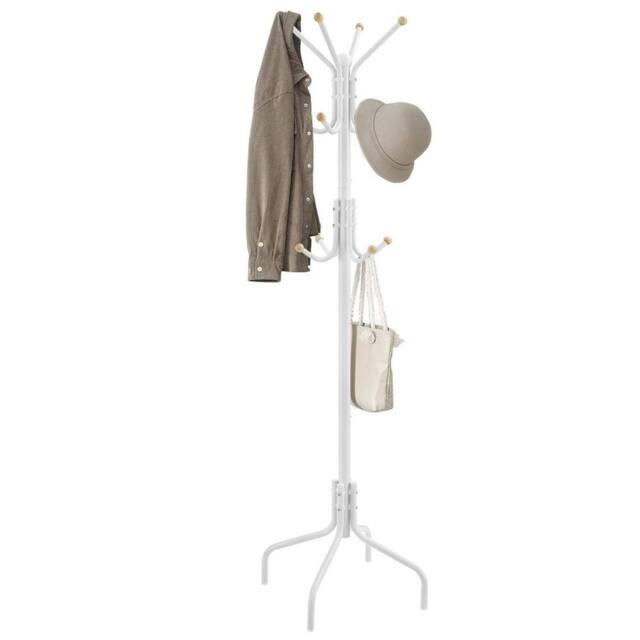 Kelvenix Coat Stand, Metal Coat Rack with 12 Hooks in White - image 1