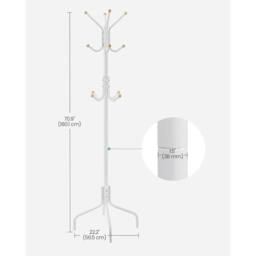 Kelvenix Coat Stand, Metal Coat Rack with 12 Hooks in White - thumbnail 2